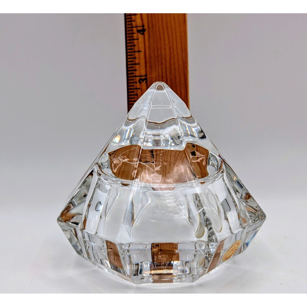 Bleikristall 24% Lead Crystal Diamond Candle Holder Germany Gold Tone Stand - Picture 12 of 16